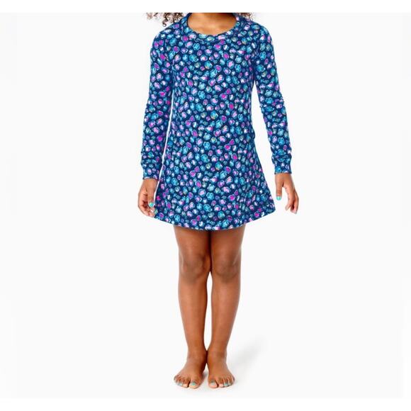 Lilly Pulitzer Girl L 10-12 Blue Spotted In the Wild Mini Beach Comber Dress